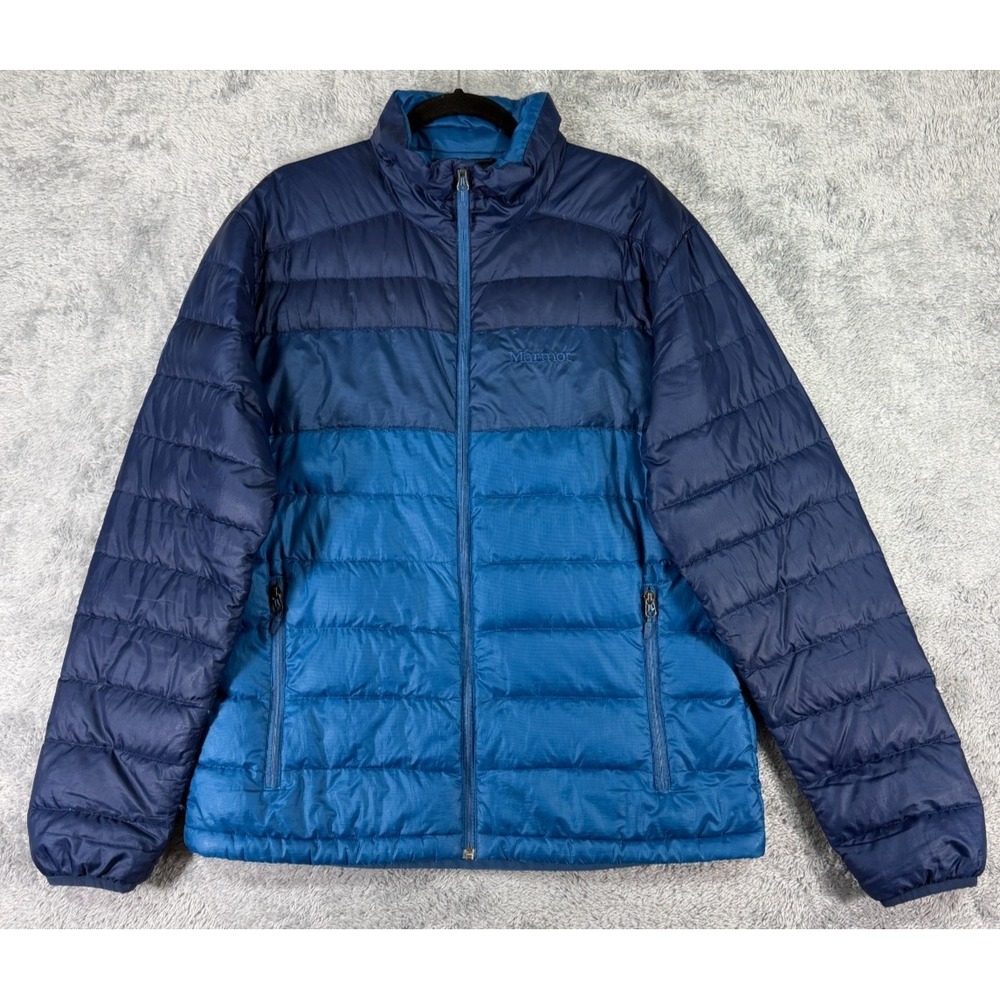Marmot Ares Down Jacket Puffer‎ Coat 600 Down Fill Blue Mens Size Medium Ski